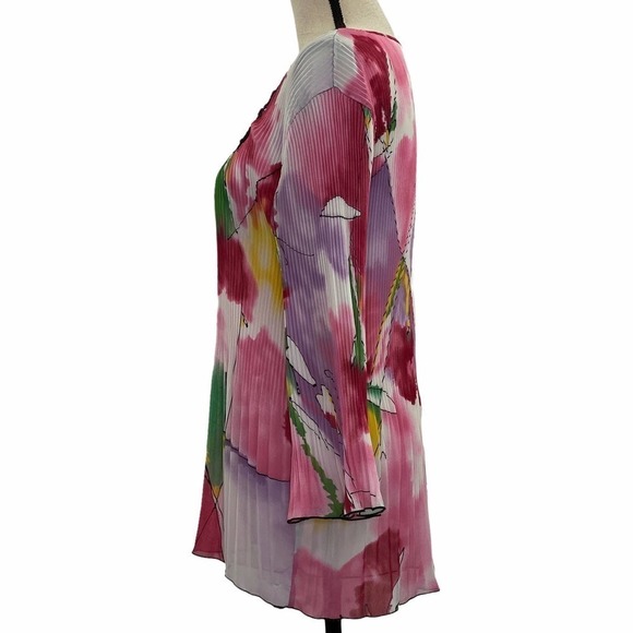 NICOLA Watercolor Beaded Scrunch Blouse Size Large - Picture 3 of 15